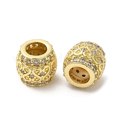 Rack Plating Brass Micro Pave Cubic Zirconia European Beads&nbsp;KK-K377-11G