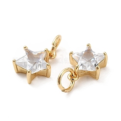 Rack Plating Brass Clear Cubic Zirconia Pendants&nbsp;KK-E081-03G