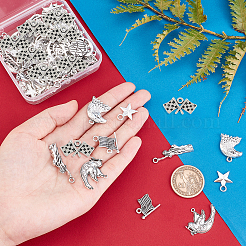 60Pcs 6 Style Independence Day Theme Tibetan Style Zinc Alloy Pendants&nbsp;TIBEP-SC0002-05