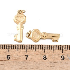 304ステンレスペンダント  キー  イオンプレーティング（ip）  丸カン付き  18KGP本金メッキ  19x7x3mm  穴：2.5mm&nbsp;STAS-D390-12G