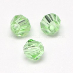模造5301ダブルコーンビーズ  透明ガラスファセットビーズ  薄緑  3x2.5mm  穴：1mm  約720個/袋&nbsp;GLAA-F026-B04