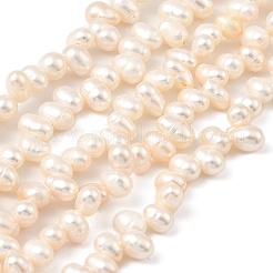天然養殖淡水パールビーズ連売り  ライス  トップ掘削  グレード3 A  貝殻色  4~5mm  穴：0.6~0.7mm  約72~87個/連  13.66~14.21''（34.7~36.1センチメートル）&nbsp;PEAR-I007-04C-01A