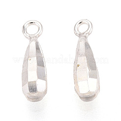 925スターリングシルバーチャーム  多面カット  ティアドロップ  銀  11x3mm  穴：1.2~1.4mm&nbsp;STER-N017-03S