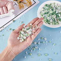 60g 樹脂パッチ マルチサイズ ミックス パール パッチ DIY ジュエリー アクセサリー (2 袋)  グリーン  9.8mm&nbsp;JX586F