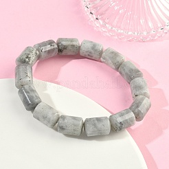 コラム天然ラブラドライトビーズストレッチブレスレット（女性・男性用）  内径：2.17インチ（5.5cm）&nbsp;BJEW-A148-01A-24
