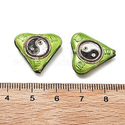 手作り七宝ビーズ  陰陽の心  緑黄  18.5~19x20x5~5.5mm  穴：1.2mm&nbsp;CLB-Q002-02A