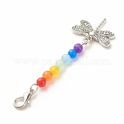 Chakra Theme Natural & Dyed Malaysia Jade Beaded Pendant Decorations&nbsp;HJEW-JM00641-05