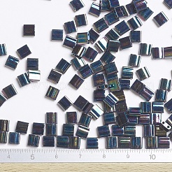 MIYUKIティラビーズ  日本製シードビーズ  2穴  （tl455)メタリック多彩なブルーアイリス  5x5x1.9mm  穴：0.8mm  約5900個/500g&nbsp;SEED-MY05-TL455