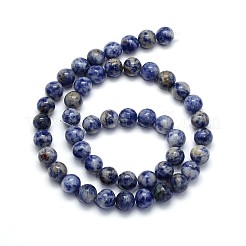 天然ブルースポットジャスパーラウンドビーズ連売り  6~7mm  穴：1mm  約65個/連  15.5インチ&nbsp;G-O047-01-6mm