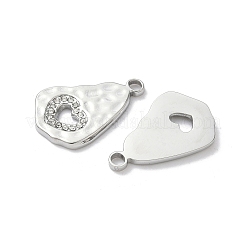 304ステンレスペンダント  ラインストーン付き  ハート  ステンレス鋼色  23x14.5x2mm  穴：2mm&nbsp;STAS-H483-20P