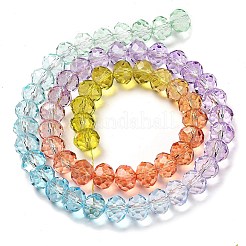 透明塗装ガラスビーズ連売り  多面カット  ロンデル  カラフル  6x5mm  穴：1mm  約80個/連  16.54''（42センチメートル）&nbsp;X1-DGLA-A034-T6mm-A12