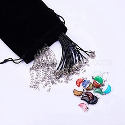 Moon Mixed Stone Pendants Necklace Macking&nbsp;DIY-SC0002-28