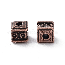 チベット風合金ビーズ  カドミウムフリー＆鉛フリー  キューブ  赤銅鉱  4.5x4.5x5mm  穴：1.5mm&nbsp;X-FIND-Q094-33R