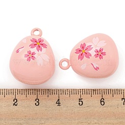 チェリーベル真鍮ペンダント  ピンク  27.5x20.5x19mm  穴：2.8mm&nbsp;KK-U004-01