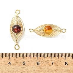 Natural Amber Herringbone Wire-Wrapped Connector Charms&nbsp;PALLOY-JF05546