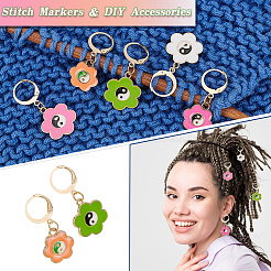 Alloy Enamel Flower with Yin Yang Charm Locking Stitch Markers&nbsp;HJEW-PH01723