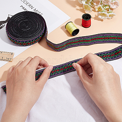 5 Yards Ethnic Style Embroidery Flat Polyester Elastic Cord/Band&nbsp;OCOR-BC0005-15B