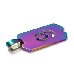 イオンプレーティング（IP）304ステンレスペンダント  手動研磨  数の長方形  虹色  NUM。9  27.5x14.5x1.5mm  穴：3.5mm&nbsp;STAS-O127-A09
