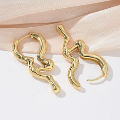 Rack Plating Brass Melting Drop Hoop Earrings for Women&nbsp;EJEW-Z019-19G