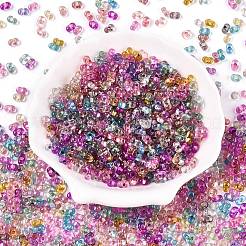 ベーキングペイント透明ガラスシードビーズ  銀並ぶ  ピーナッツ  ミックスカラー  5.5~6.5x3.5~4x3~3.5mm  穴：1.2~1.4mm  約4500個/ポンド&nbsp;SEED-N006-05