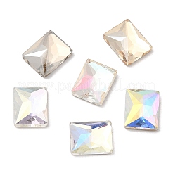 K9ガラスラインストーンカボション  フラットバック＆バックメッキ  多面カット  長方形  ミックスカラー  10x8x3.5mm&nbsp;RGLA-N002-09B