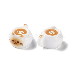オペーク樹脂カボション  猫の形をしたコーヒーカップ  ホワイト  20x25x13.5mm&nbsp;CRES-D326-01
