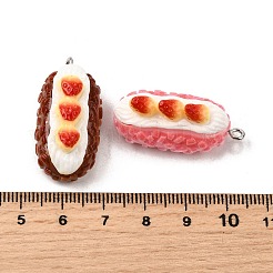 不透明樹脂ペンダント  パン  プラチナ  32~33x15~16x14.5~15mm  穴：2mm&nbsp;LS-CRES-D313-07P