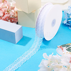 ポリエステルレースリボン  花の包装用  ホワイト  1-1/8インチ（30mm）  約49.21ヤード（45m）/ロール&nbsp;OCOR-TAC0025-008A