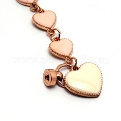 Alloy Enamel Heart Link Chains for DIY Keychains&nbsp;LS-AJEW-WH0188-85B