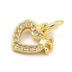 Rack Plating Brass Micro Pave Clear Cubic Zirconia Pendants&nbsp;KK-Q814-03G