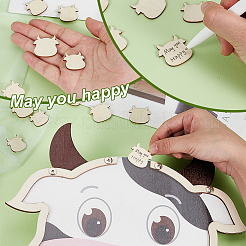 Cow Theme Wooden Baby Shower Guest Book for Birthday Party&nbsp;AJEW-WH0270-345