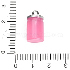 不透明樹脂ペンダント  白金鉄パーツ  ジャム瓶のチャーム  ピンク  20x10x10.5mm  穴：1.8mm&nbsp;LS-RE-CBA08CD-10A