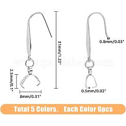 30Pcs 5 Colors 316 Stainless Steel Earring Hooks&nbsp;STAS-FH0001-62