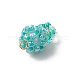 ガラスシードビーズペンダント  丸カン付き  花  ミックスカラー  20x12mm  穴：3mm&nbsp;PALLOY-MZ00593
