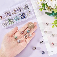 50個 10色 真鍮ラインストーン ヨーロピアンビーズ  丸い大きな穴ビーズ  ミックスカラー  12x10mm  穴：4mm  5個/カラー&nbsp;RB-NB0001-23