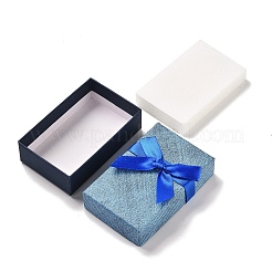 厚紙ジュエリーセット梱包箱  内部のスポンジ  リング用  小さな時計  ネックレス  イヤリング  ブレスレット  ちょう結びの長方形  藤紫色  8.35x5.5x2.55~3cm&nbsp;X-CON-Z006-01E