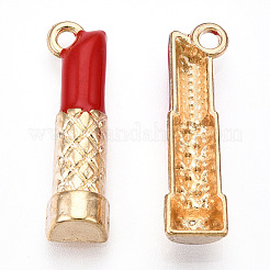 合金エナメルチャーム  口紅のチャーム  ゴールドカラー  22.5x6x4.5mm  穴：2mm&nbsp;ENAM-G212-07G