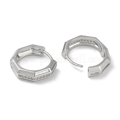 真鍮製マイクロパヴェクリアキュービックジルコニアフープピアス  プラチナメッキ  15x4.5mm&nbsp;EJEW-L292-004P