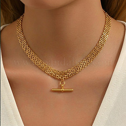 304 Stainless Steel Column Bar Pendant Mesh Chain Necklaces for Women&nbsp;GV4804-1