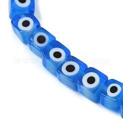 手作りナザールボンジュウランプワークビーズ連売り  キューブ  ドジャーブルー  5.5x5.5x5.5~6mm  穴：1mm  約63~65個/連  14.41''~15.63''（36.6~39.7センチメートル）&nbsp;LAMP-G166-16E