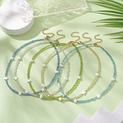 天然パール & & シェル スター & シード ビーズ ネックレス (女性用)  ミックスカラー  14.17~14.76インチ（36~37.5cm）&nbsp;NJEW-JN04314