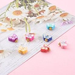 ポリマー粘土のチャーム  真鍮パーツ  蝶  ゴールドカラー  ミックスカラー  10x12x4mm  穴：1.6mm&nbsp;PALLOY-JF00679