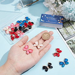 20Pcs 5 Colors Light Gold Plated Alloy Glass Pendants&nbsp;GLAA-SC0002-32