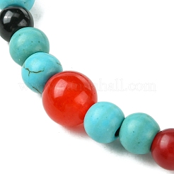 Synthetic Turquoise & Natural Black Onyx & Natural Zebra Jasper & Natural & Dyed Malaysia Jade & Natural Carnelian Stretch Bracelets&nbsp;BJEW-JB11474