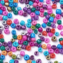 ベーキングペイントガラスのシードビーズ6/0  ミックスカラー  4~5x3~4mm  穴：1~2mm  約1100個/50g&nbsp;X-SEED-S003-KM