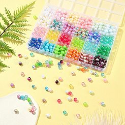 DIY 600Pcs 24 Styles Round Acrylic & Plastic Beads Jewelry Making Findings Kit&nbsp;DIY-FS0005-63