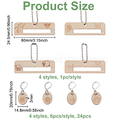 Oval Wooden Pendant Locking Stitch Markers and Frame&nbsp;HJEW-FG00009