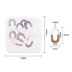 レジン＆ウッドパーツ  オーバル  ホワイト  28x15x3.5~4mm  穴：1.5mm  10個/箱&nbsp;RESI-OL0001-04B