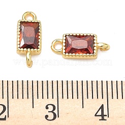 Brass Pave Cubic Zirconia Rectangle Connector Charms&nbsp;KK-P348-10G-06
