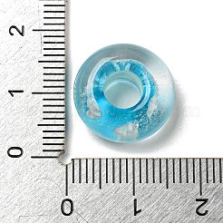ガラスヨーロピアンビーズ  大穴ビーズ  ロンデル  シアン  15x6.5mm  穴：5.5mm&nbsp;GLAA-XCP0001-40A